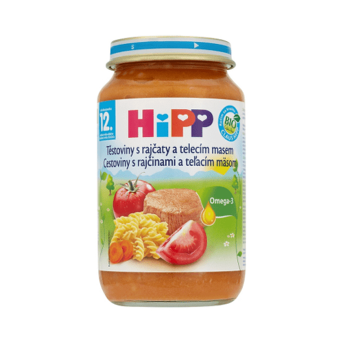 HiPP Príkrm BIO cestoviny s rajčinami a telacím mäsom 220 g