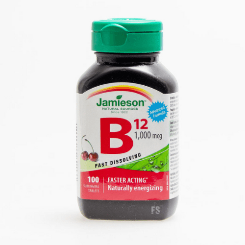 JAMIESON Vitamín B12 metylkobalamín 1000 µg rýchlorozpustné tablety s príchuťou čerešne 100 ks