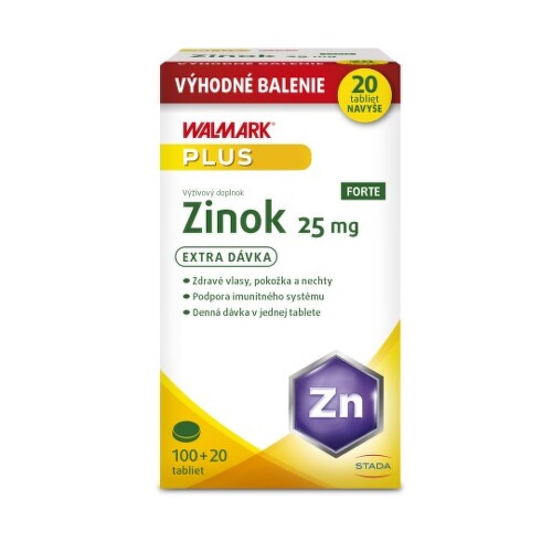 WALMARK Zinok forte 25 mg 100 + 20 tabliet ZADARMO