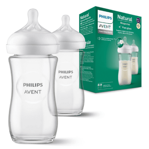 AVENT Fľaša natural response 240 ml sklenená cumlík pre podporu rytmu pitia 1m+ 2 ks