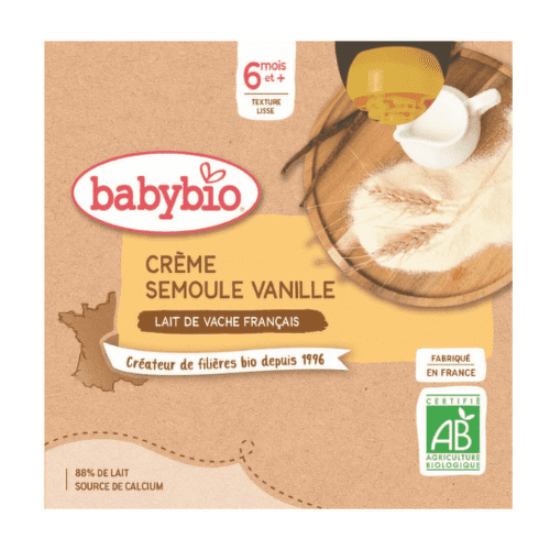 BABYBIO Krém vanilka krupička mliečna desiata od ukonč. 6. mesiaca 4 x 85 g
