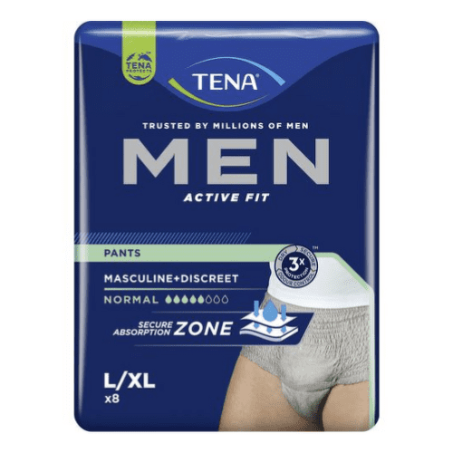TENA Men pants normal grey L/XL pánske inkontinenčné spodné prádlo sivé 8 ks