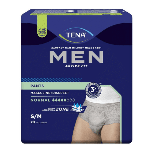 TENA Men pants normal grey S/M pánske inkontinenčné spodné prádlo sivé 9 ks