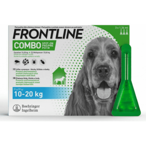 FRONTLINE Combo spot-on pre psy M roztok proti kliešťom blchám a švolám 10-20 kg 3 x 1