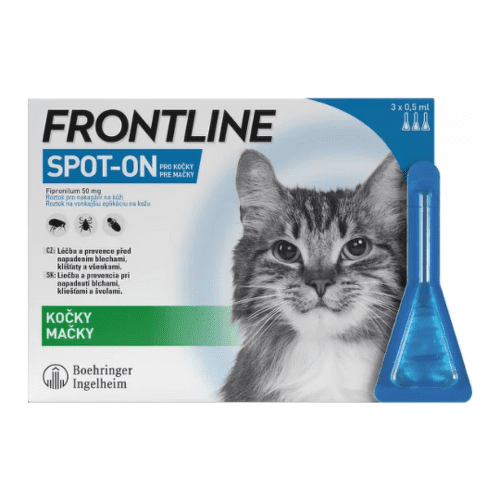FRONTLINE Spot-on pre mačky roztok proti kliešťom blchám a švolám 3 x 0