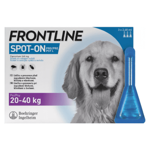 FRONTLINE Spot-on pre psy L roztok proti kliešťom blchám a švolám 20-40 kg 3 x 2