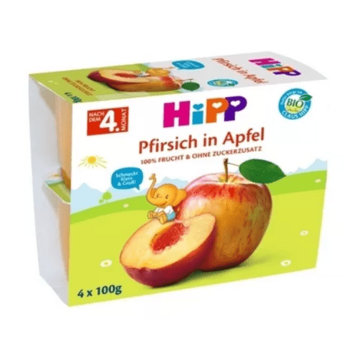 HIPP Príkrm bio 100% ovocie jablká s broskyňami 400 g